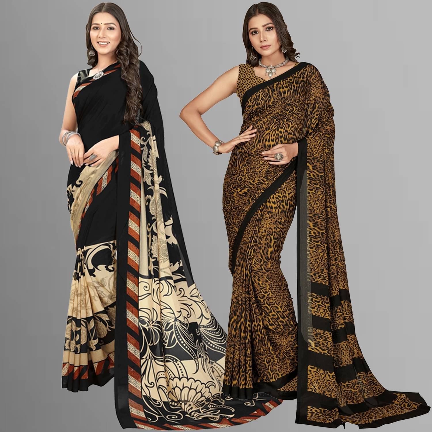     			ANAND SAREES Georgette Printed Saree With Unstitched Blouse Piece ( Multicolor )