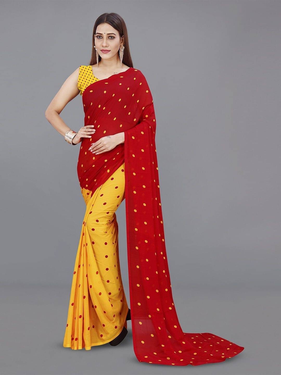     			ANAND SAREES Georgette Printed Saree With Unstitched Blouse Piece ( Red )