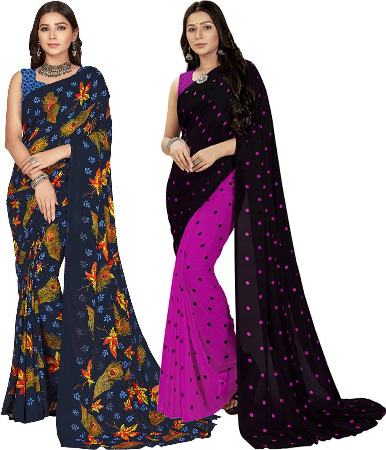 ANAND SAREES Georgette Printed Saree With Unstitched Blouse Piece ( Multicolor ) ANAND SAREES Georgette Printed Saree With Unstitched Blouse Piece ( Multicolor )