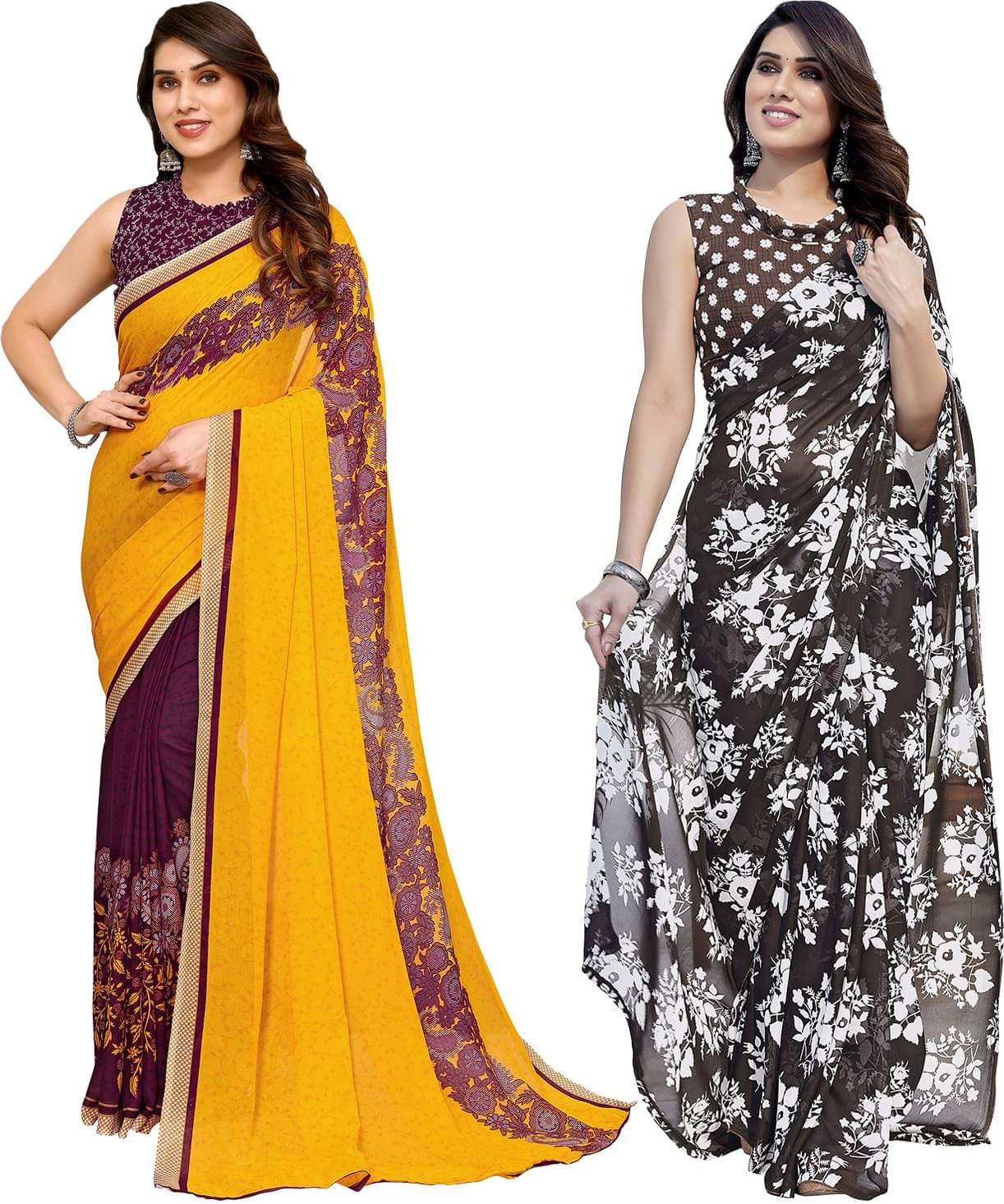     			ANAND SAREES Georgette Printed Saree With Unstitched Blouse Piece ( Multicolor )