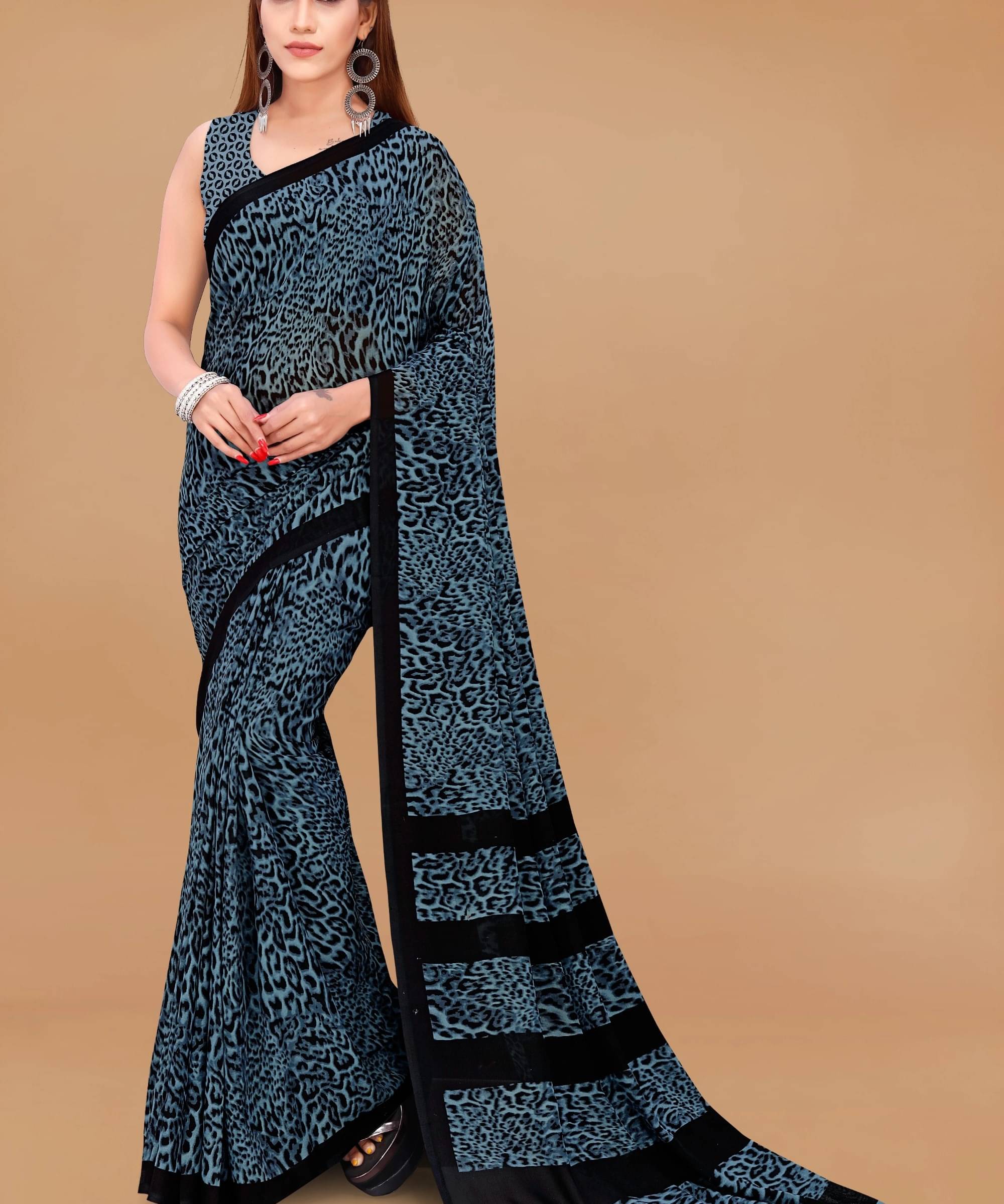     			ANAND SAREES Georgette Printed Saree With Unstitched Blouse Piece ( Grey )