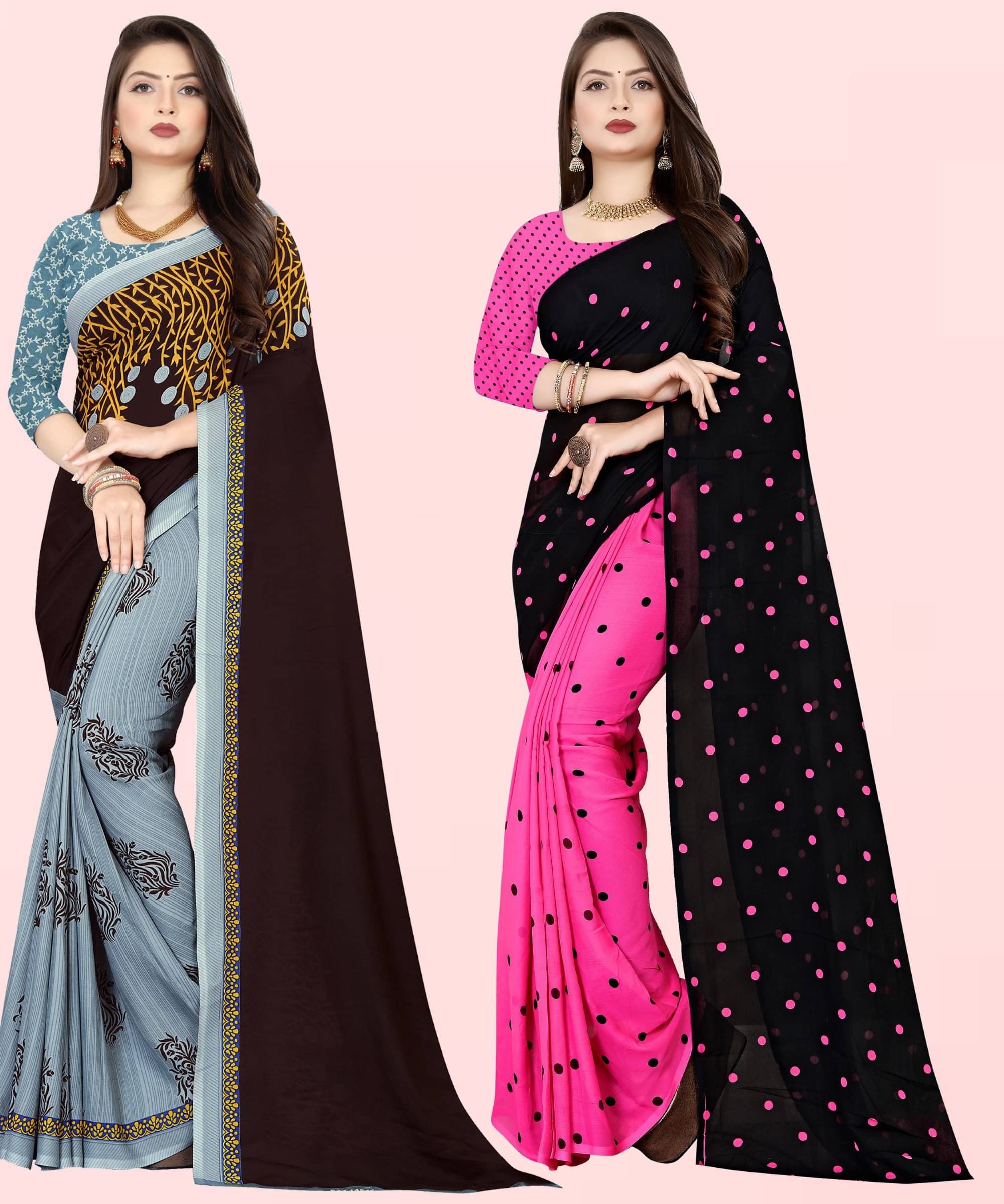 ANAND SAREES Georgette Printed Saree With Unstitched Blouse Piece ( Multicolor ) ANAND SAREES Georgette Printed Saree With Unstitched Blouse Piece ( Multicolor )