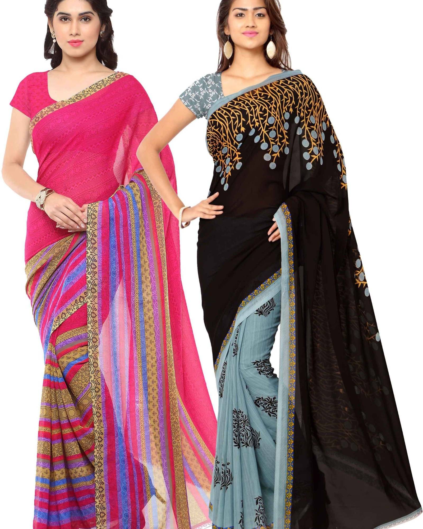     			ANAND SAREES Georgette Printed Saree With Unstitched Blouse Piece ( Multicolor )