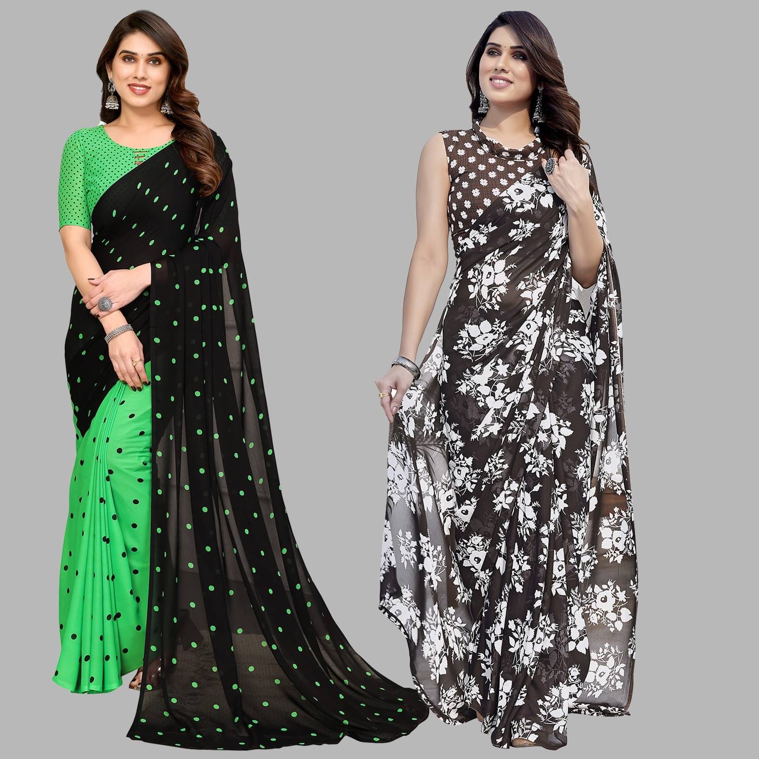 ANAND SAREES Georgette Printed Saree With Unstitched Blouse Piece ( Multicolor ) ANAND SAREES Georgette Printed Saree With Unstitched Blouse Piece ( Multicolor )