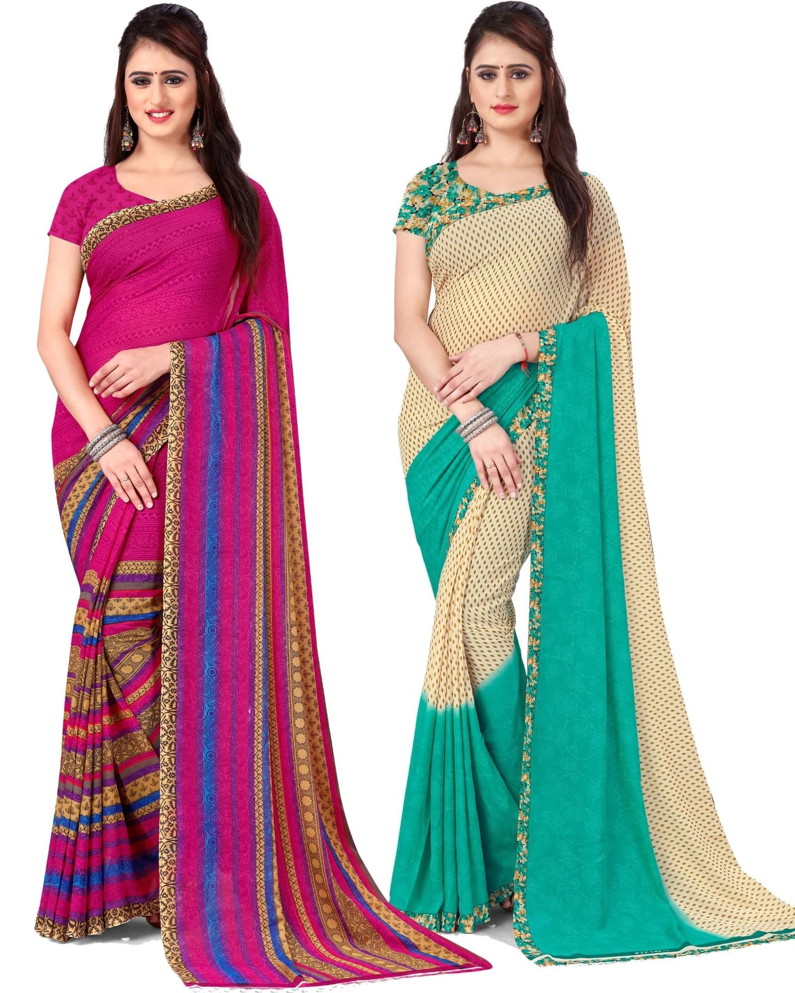     			ANAND SAREES Georgette Printed Saree With Unstitched Blouse Piece ( Multicolor )