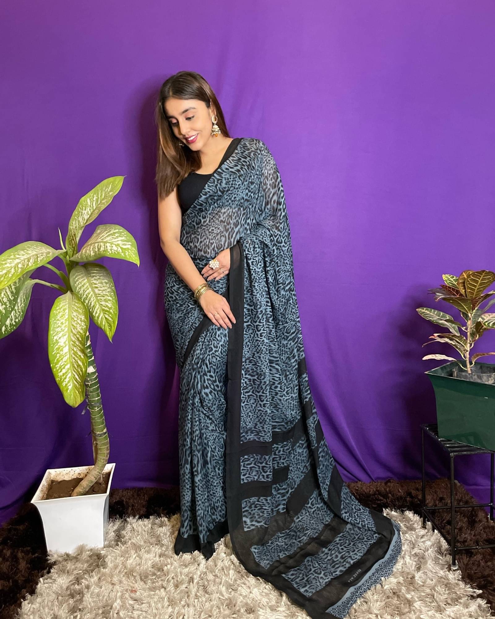 ANAND SAREES Georgette Printed Saree With Unstitched Blouse Piece ( Multicolor )     			ANAND SAREES Georgette Printed Saree With Unstitched Blouse Piece ( Multicolor )