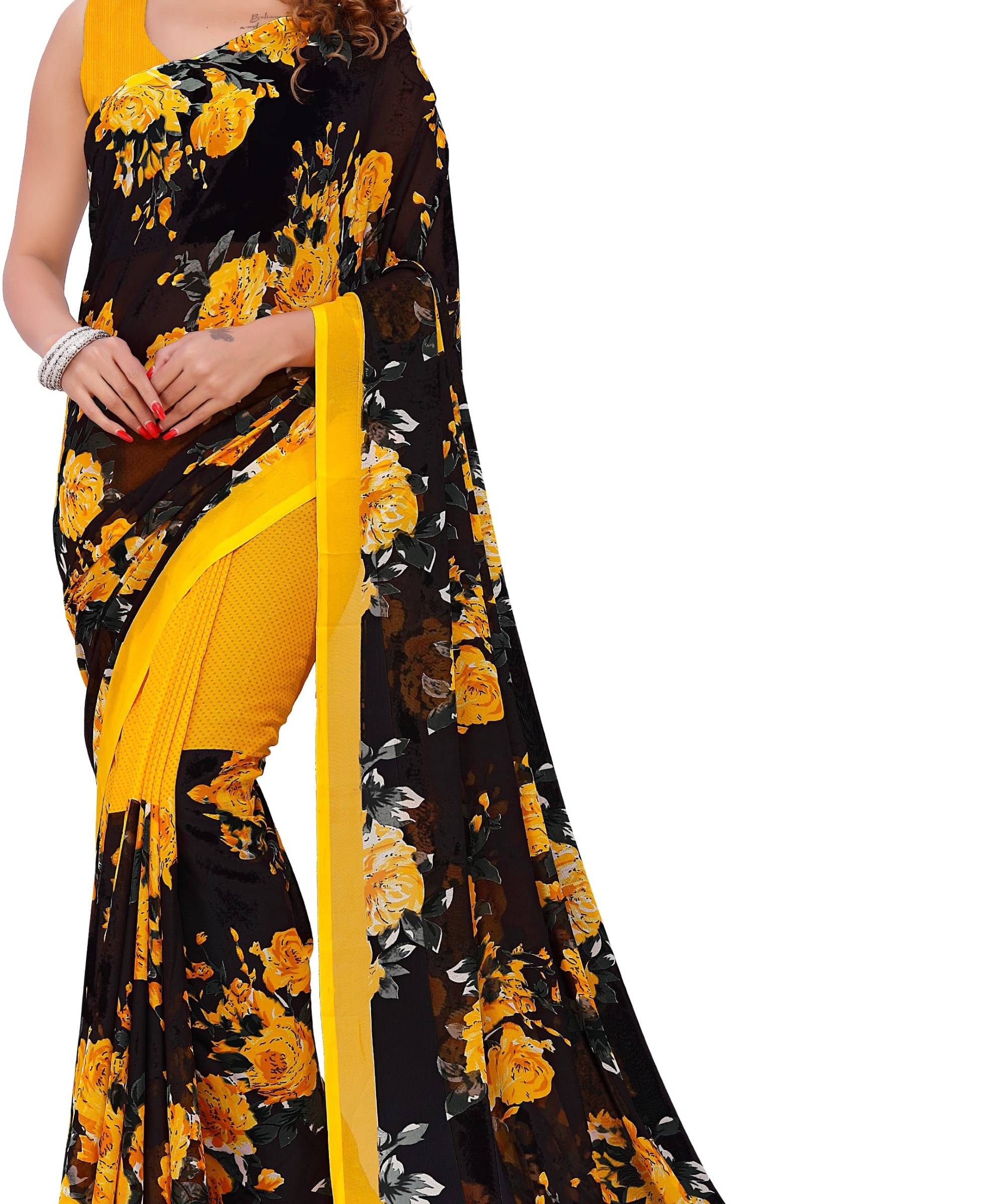 ANAND SAREES Georgette Printed Saree With Unstitched Blouse Piece ( Multicolor ) ANAND SAREES Georgette Printed Saree With Unstitched Blouse Piece ( Multicolor )