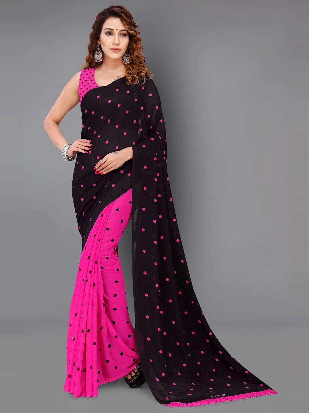 ANAND SAREES Georgette Printed Saree With Unstitched Blouse Piece ( Black ) ANAND SAREES Georgette Printed Saree With Unstitched Blouse Piece ( Black )