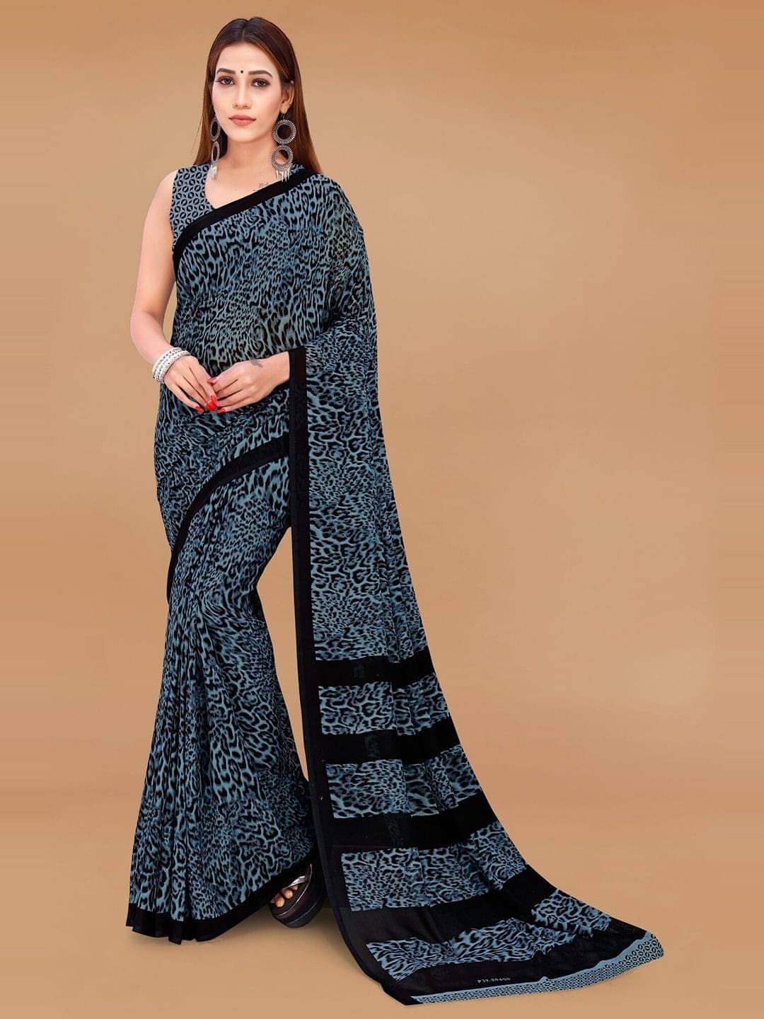     			ANAND SAREES Georgette Printed Saree With Unstitched Blouse Piece ( Grey )