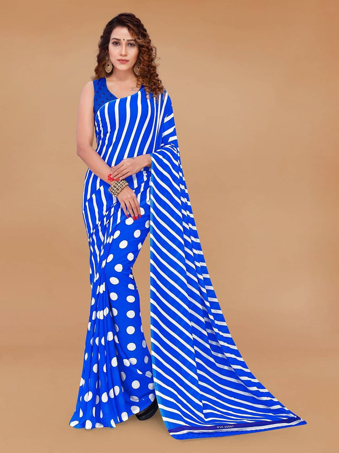 ANAND SAREES Georgette Printed Saree With Unstitched Blouse Piece ( Blue ) ANAND SAREES Georgette Printed Saree With Unstitched Blouse Piece ( Blue )