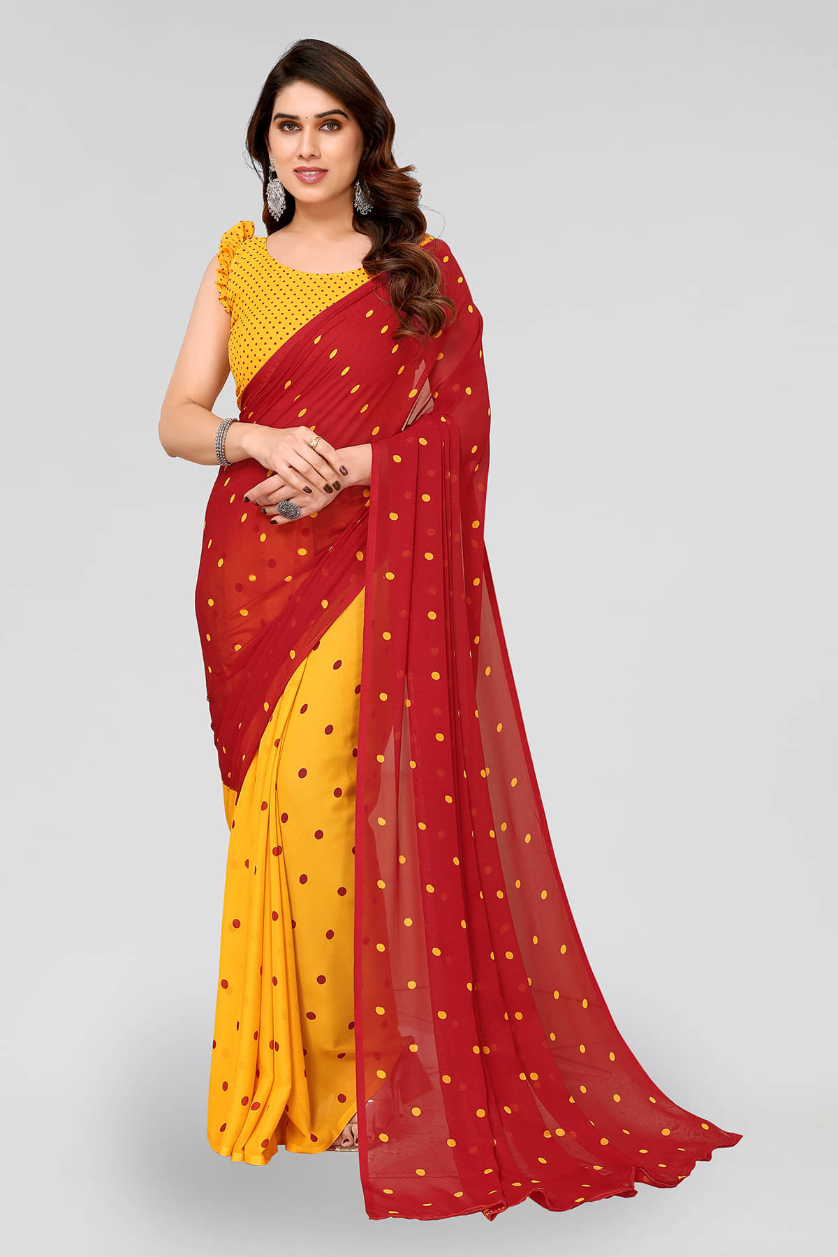 ANAND SAREES Georgette Printed Chanderi saree With Unstitched Blouse Piece ( Maroon ) ANAND SAREES Georgette Printed Chanderi saree With Unstitched Blouse Piece ( Maroon )