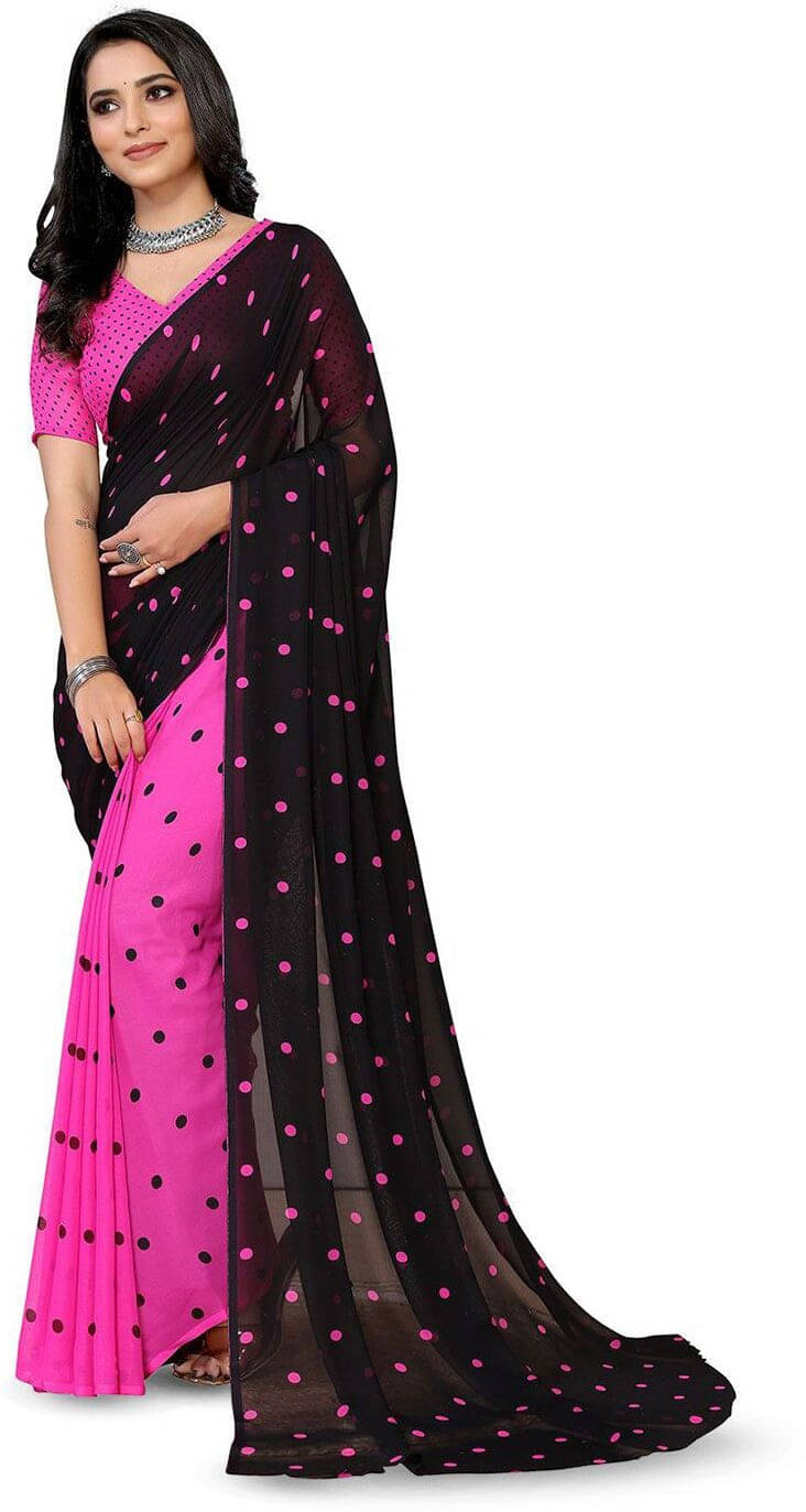     			ANAND SAREES Georgette Printed Saree With Unstitched Blouse Piece ( Pink )
