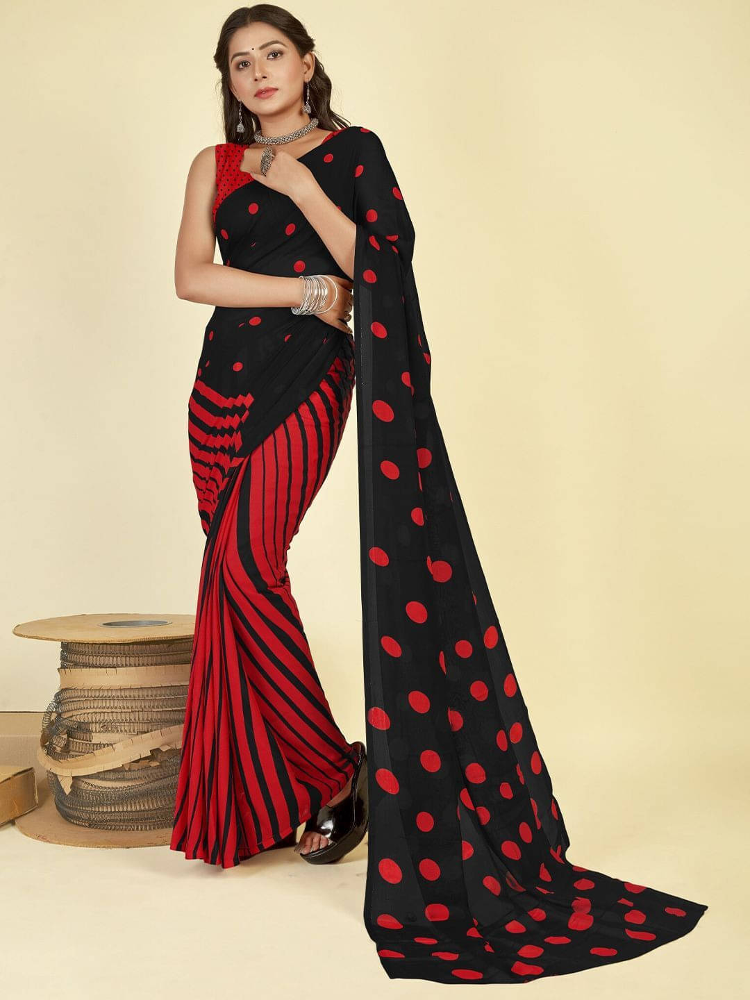     			ANAND SAREES Georgette Printed Saree With Unstitched Blouse Piece ( Red )