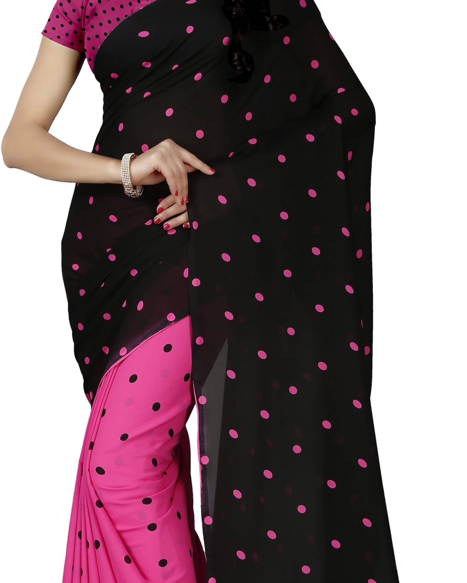 ANAND SAREES Georgette Printed Saree With Unstitched Blouse Piece ( Pink ) ANAND SAREES Georgette Printed Saree With Unstitched Blouse Piece ( Pink )