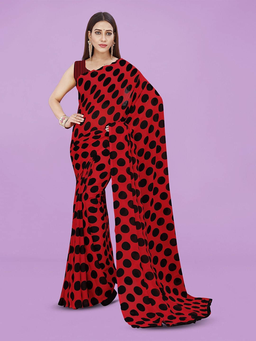     			ANAND SAREES Georgette Printed Saree With Unstitched Blouse Piece ( Red )