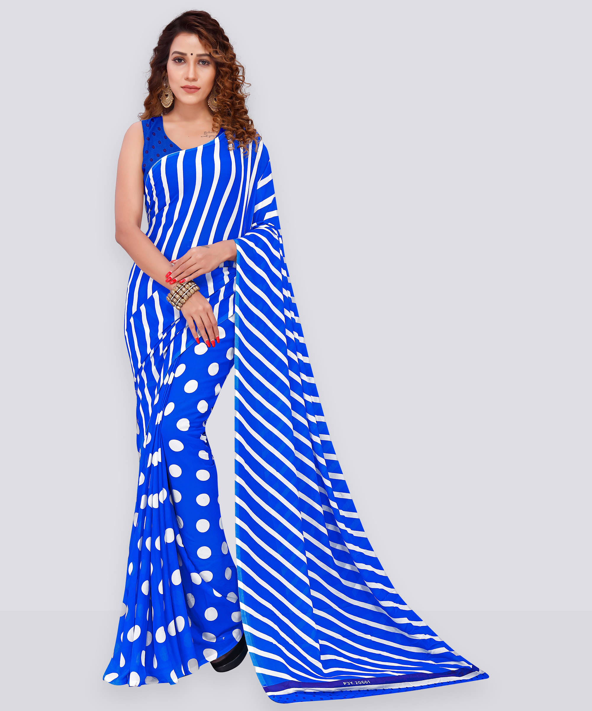     			ANAND SAREES Georgette Printed Saree With Unstitched Blouse Piece ( Blue )