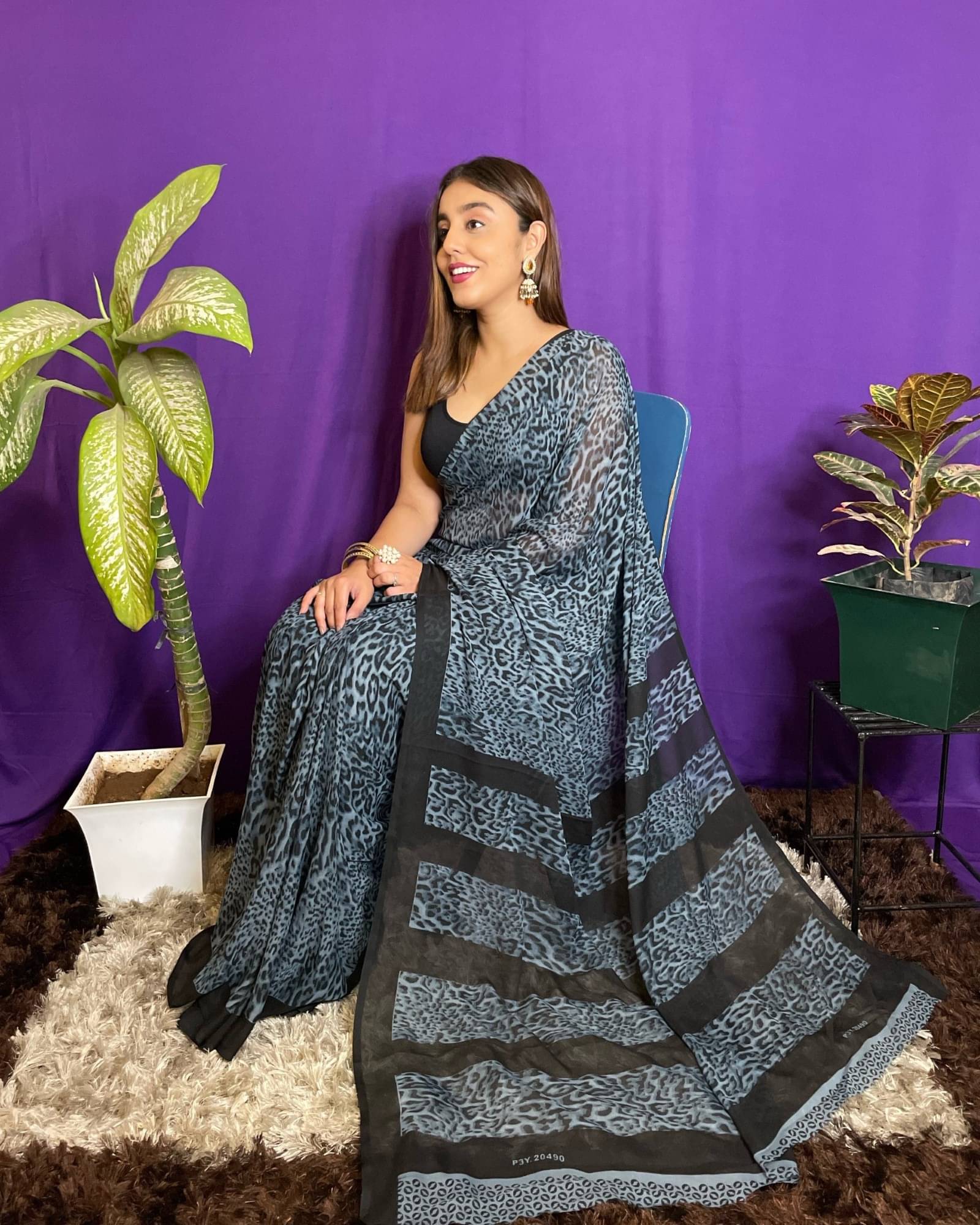     			ANAND SAREES Georgette Printed Saree With Unstitched Blouse Piece ( Multicolor )