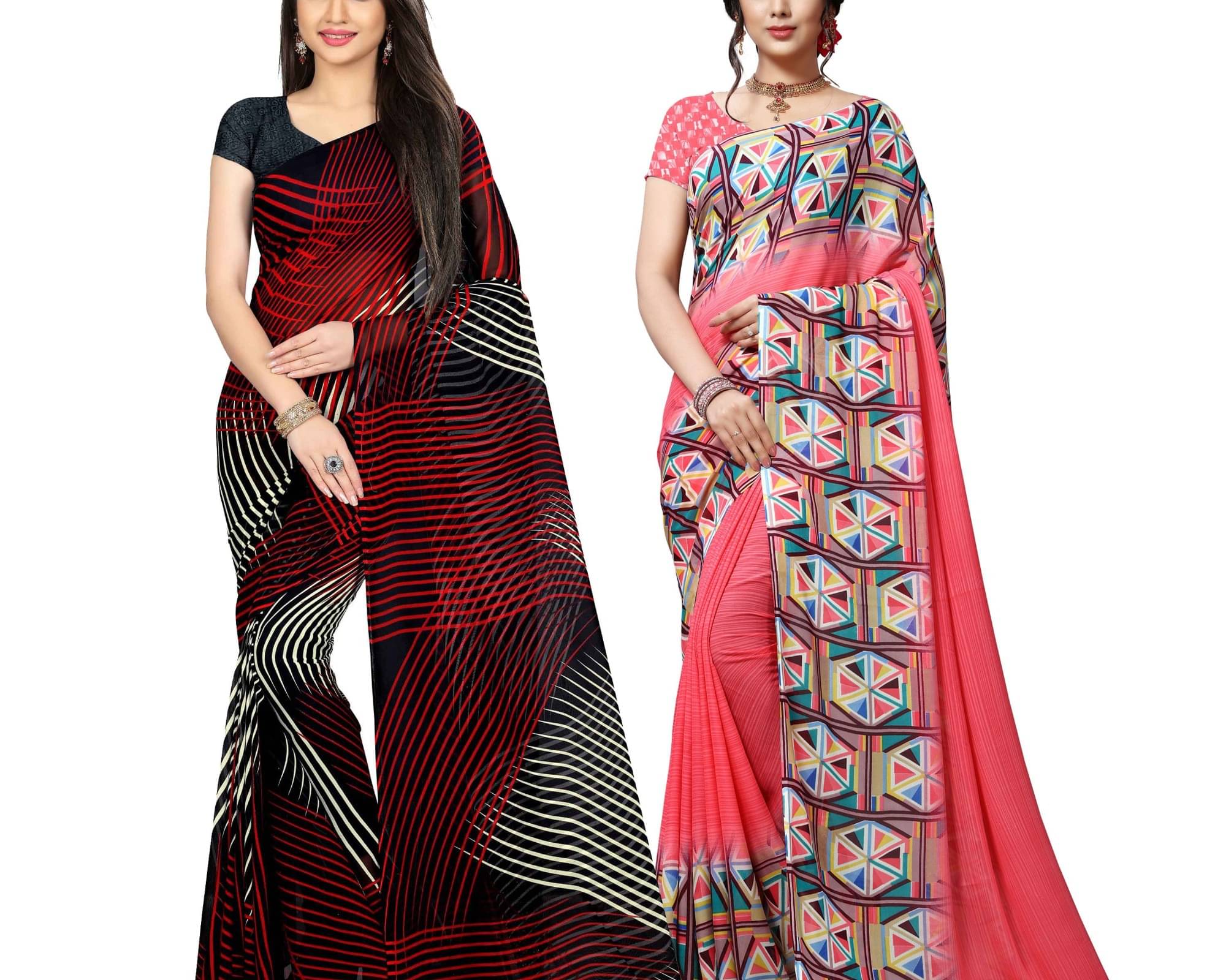     			ANAND SAREES Georgette Printed Saree With Unstitched Blouse Piece ( Multicolor )