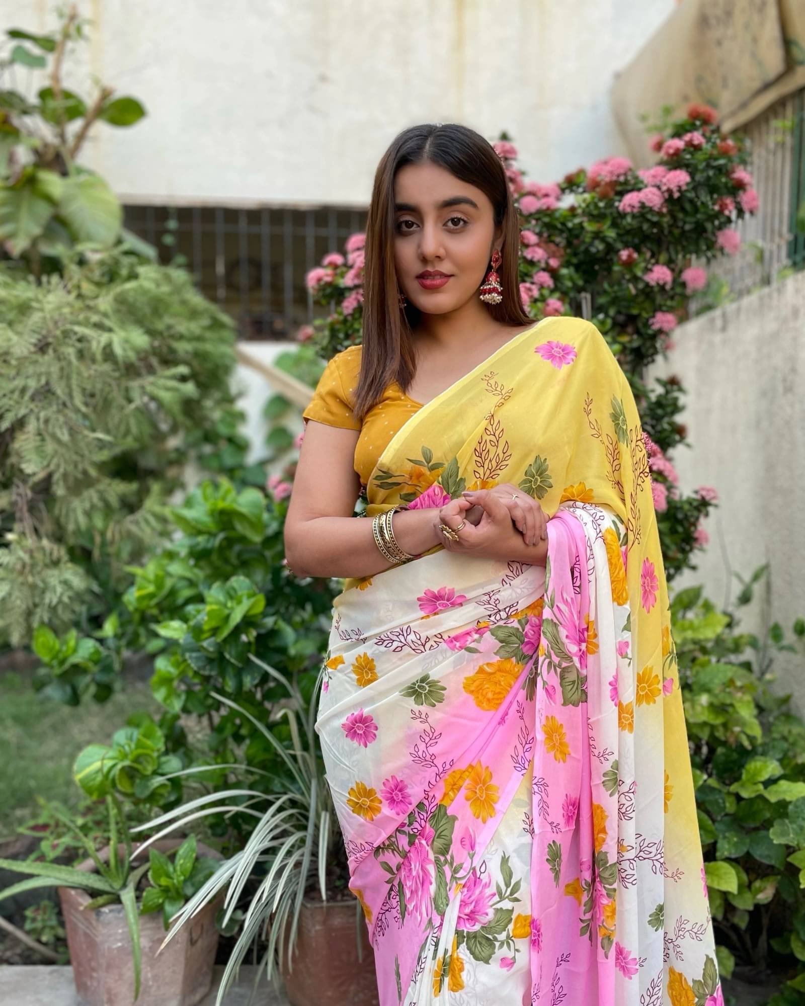     			ANAND SAREES Georgette Printed Saree With Unstitched Blouse Piece ( Pink )