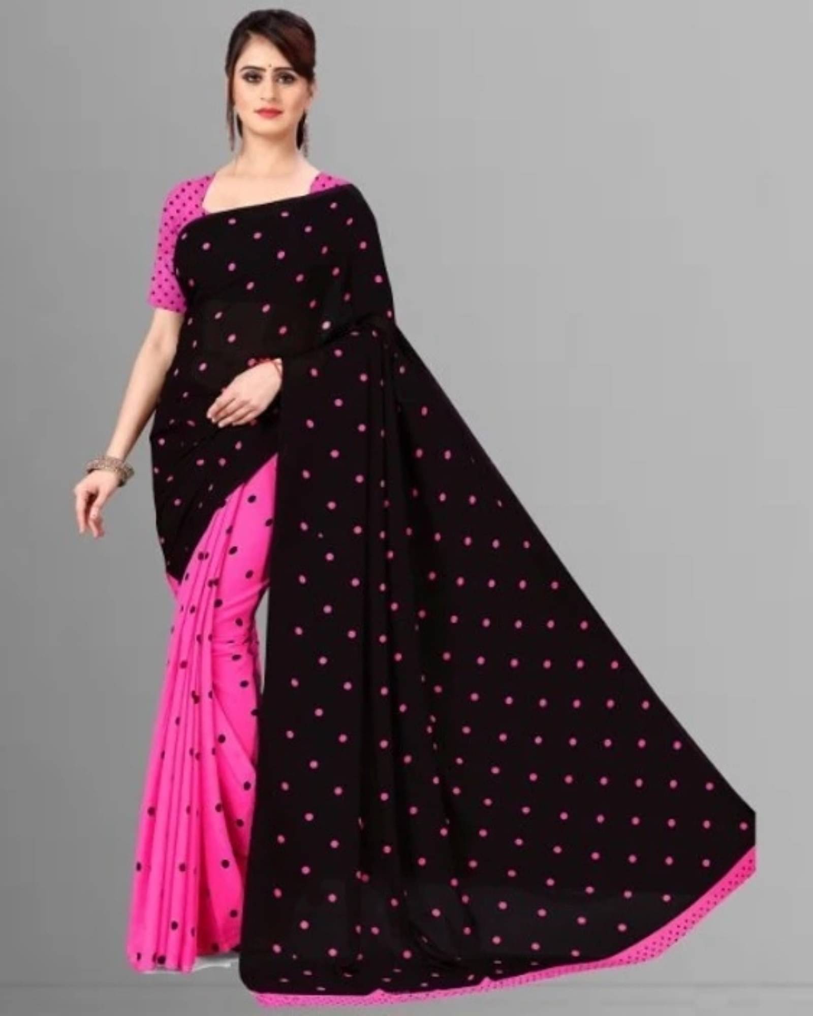     			ANAND SAREES Georgette Printed Saree With Unstitched Blouse Piece ( Pink )