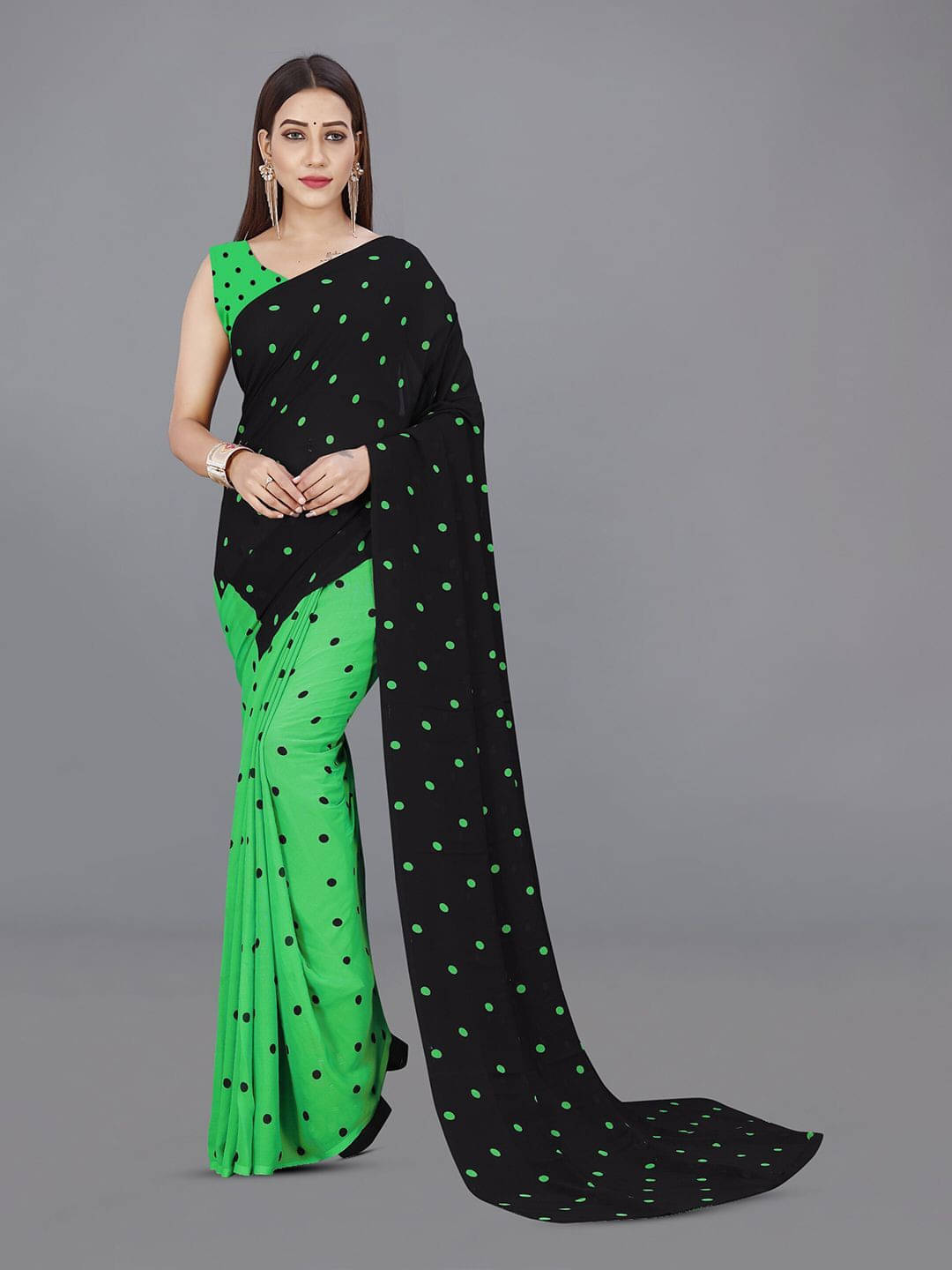 ANAND SAREES Georgette Printed Saree With Unstitched Blouse Piece ( Green )     			ANAND SAREES Georgette Printed Saree With Unstitched Blouse Piece ( Green )