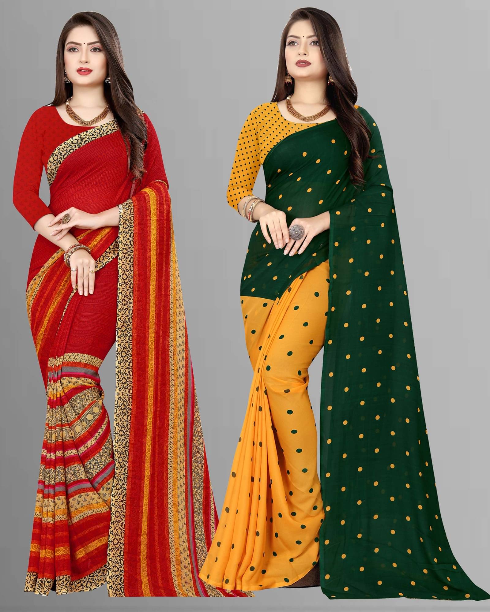 ANAND SAREES Georgette Printed Saree With Unstitched Blouse Piece ( Multicolor ) ANAND SAREES Georgette Printed Saree With Unstitched Blouse Piece ( Multicolor )