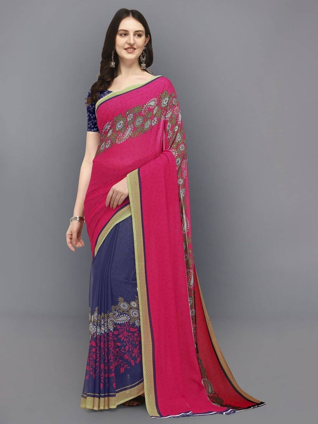     			ANAND SAREES Georgette Printed Saree With Unstitched Blouse Piece ( Red )