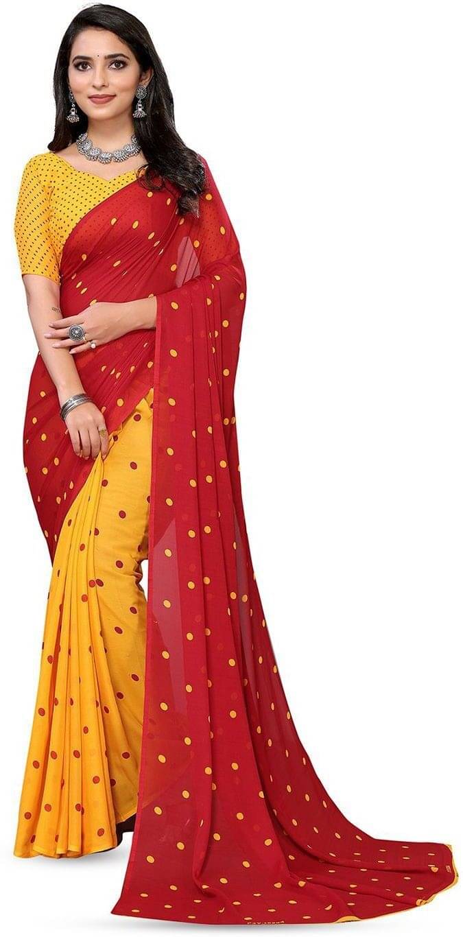     			ANAND SAREES Georgette Printed Saree With Unstitched Blouse Piece ( Red )