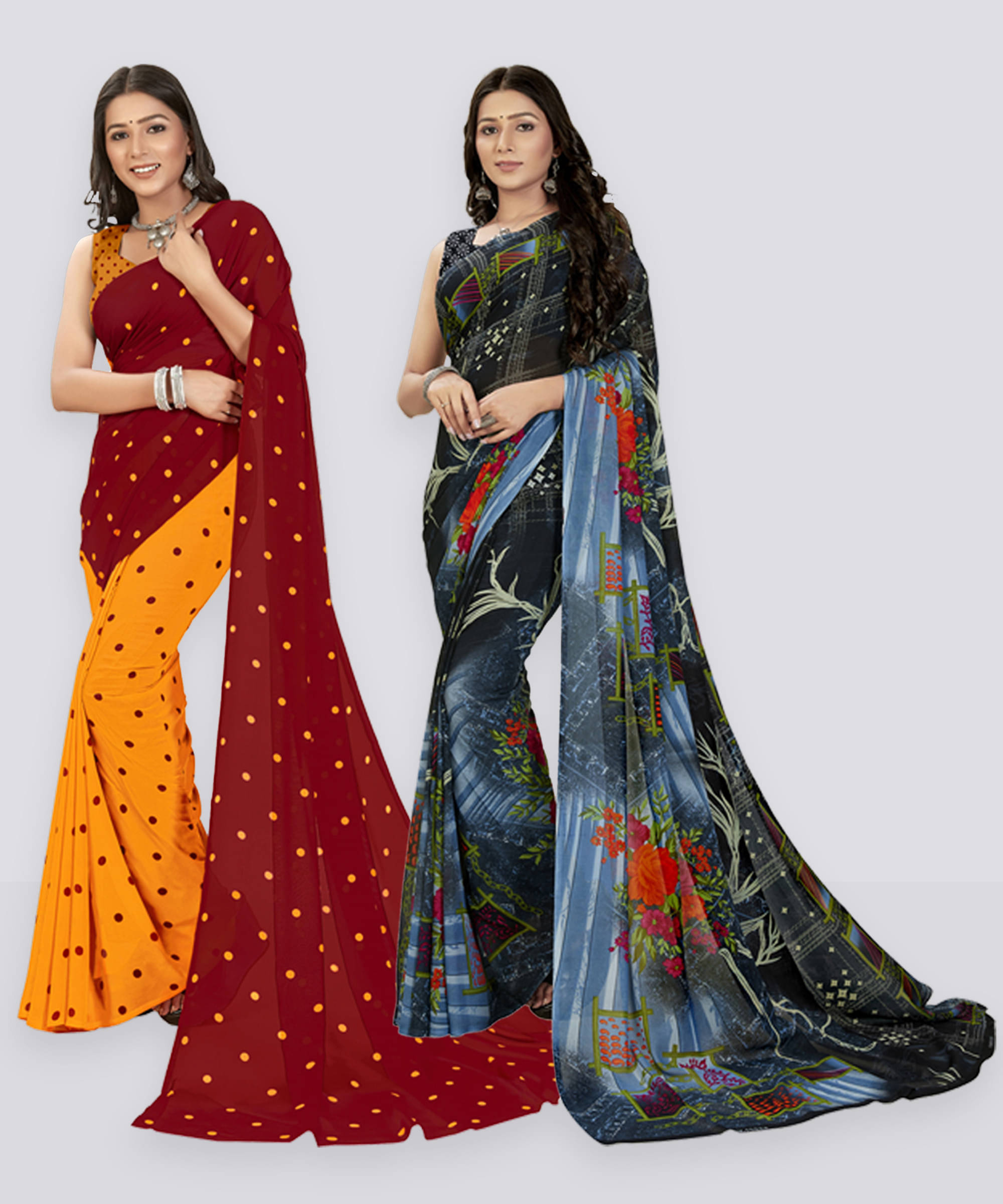 ANAND SAREES Georgette Self Design Saree With Unstitched Blouse Piece ( Multicolor ) ANAND SAREES Georgette Self Design Saree With Unstitched Blouse Piece ( Multicolor )