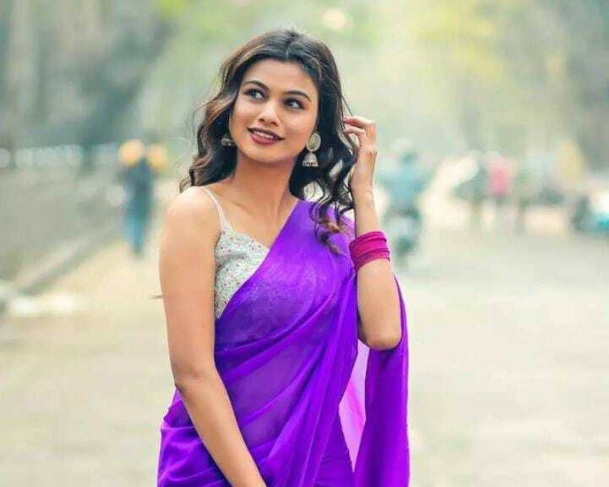 ANAND SAREES Georgette Solid Saree With Unstitched Blouse Piece ( Purple ) ANAND SAREES Georgette Solid Saree With Unstitched Blouse Piece ( Purple )