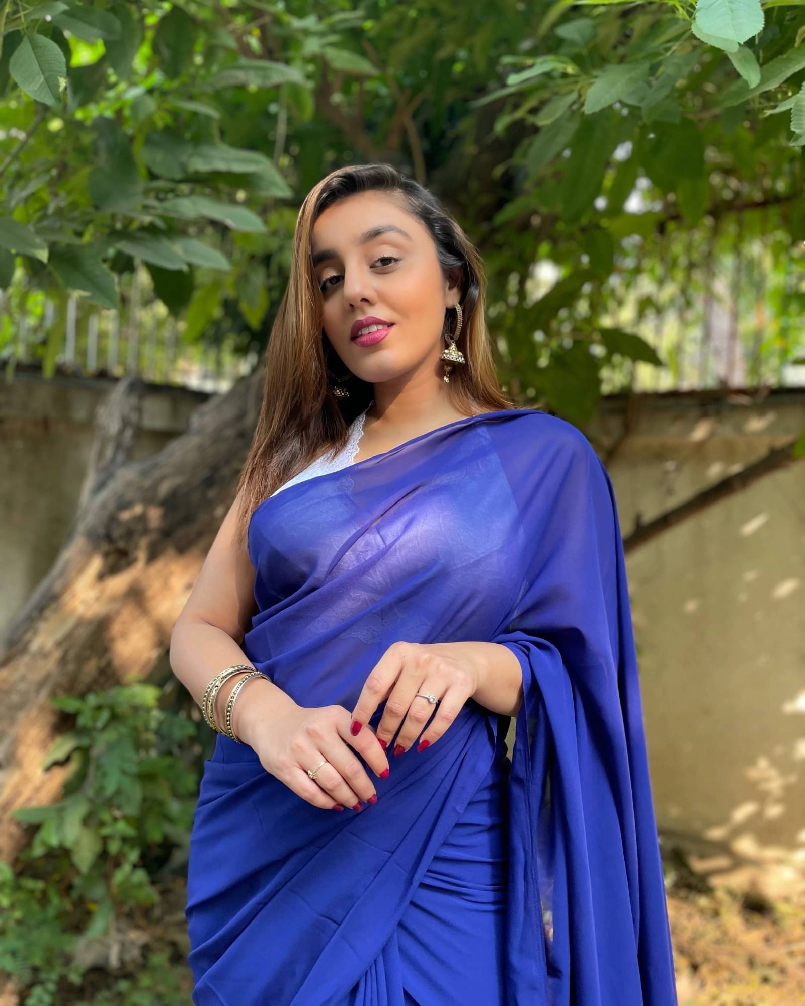     			ANAND SAREES Georgette Solid Saree With Unstitched Blouse Piece ( Blue )