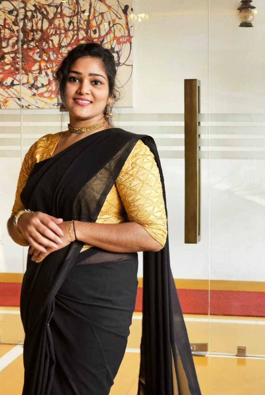 ANAND SAREES Georgette Solid Saree With Unstitched Blouse Piece ( Black ) ANAND SAREES Georgette Solid Saree With Unstitched Blouse Piece ( Black )
