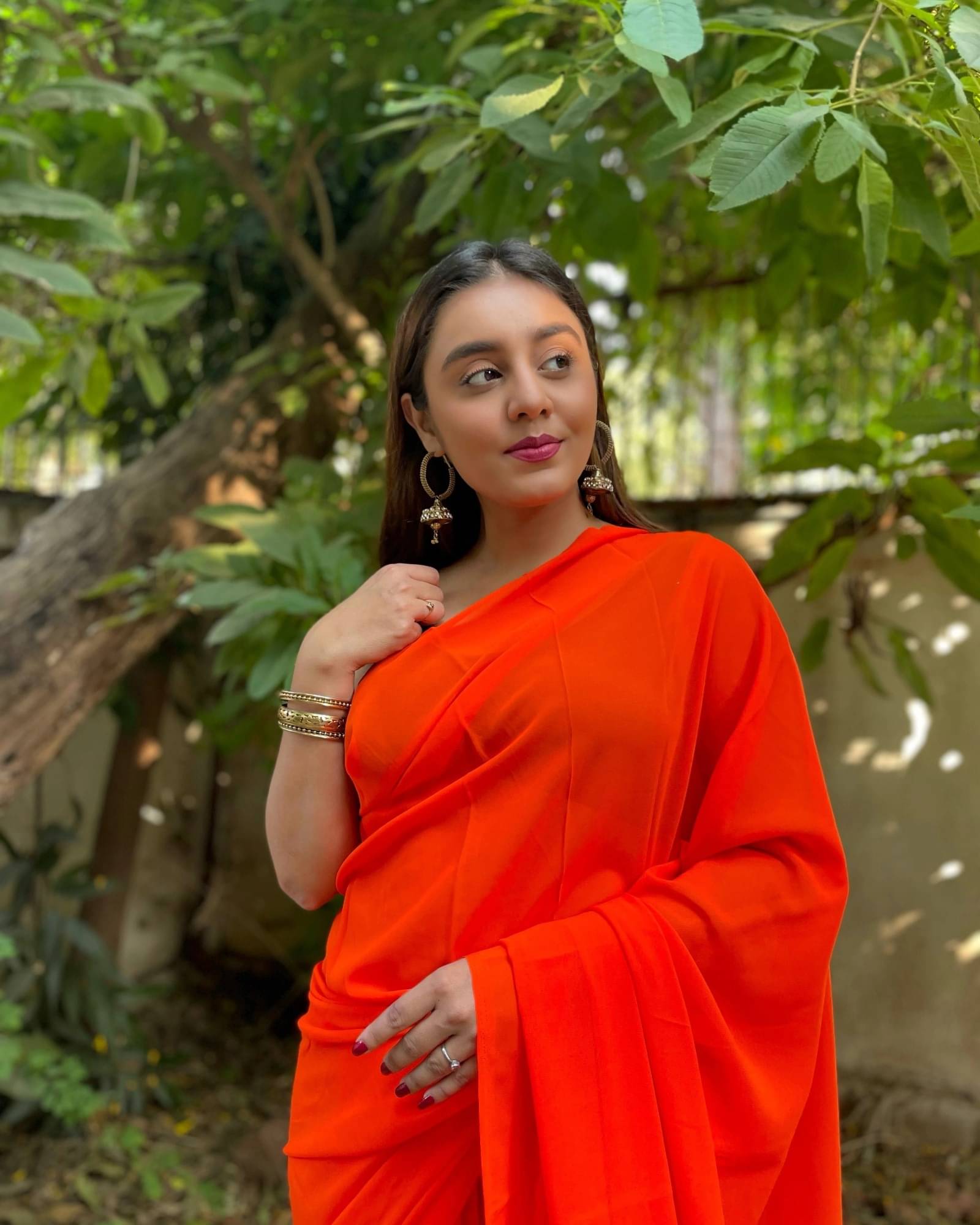ANAND SAREES Georgette Solid Saree With Unstitched Blouse Piece ( Orange ) ANAND SAREES Georgette Solid Saree With Unstitched Blouse Piece ( Orange )