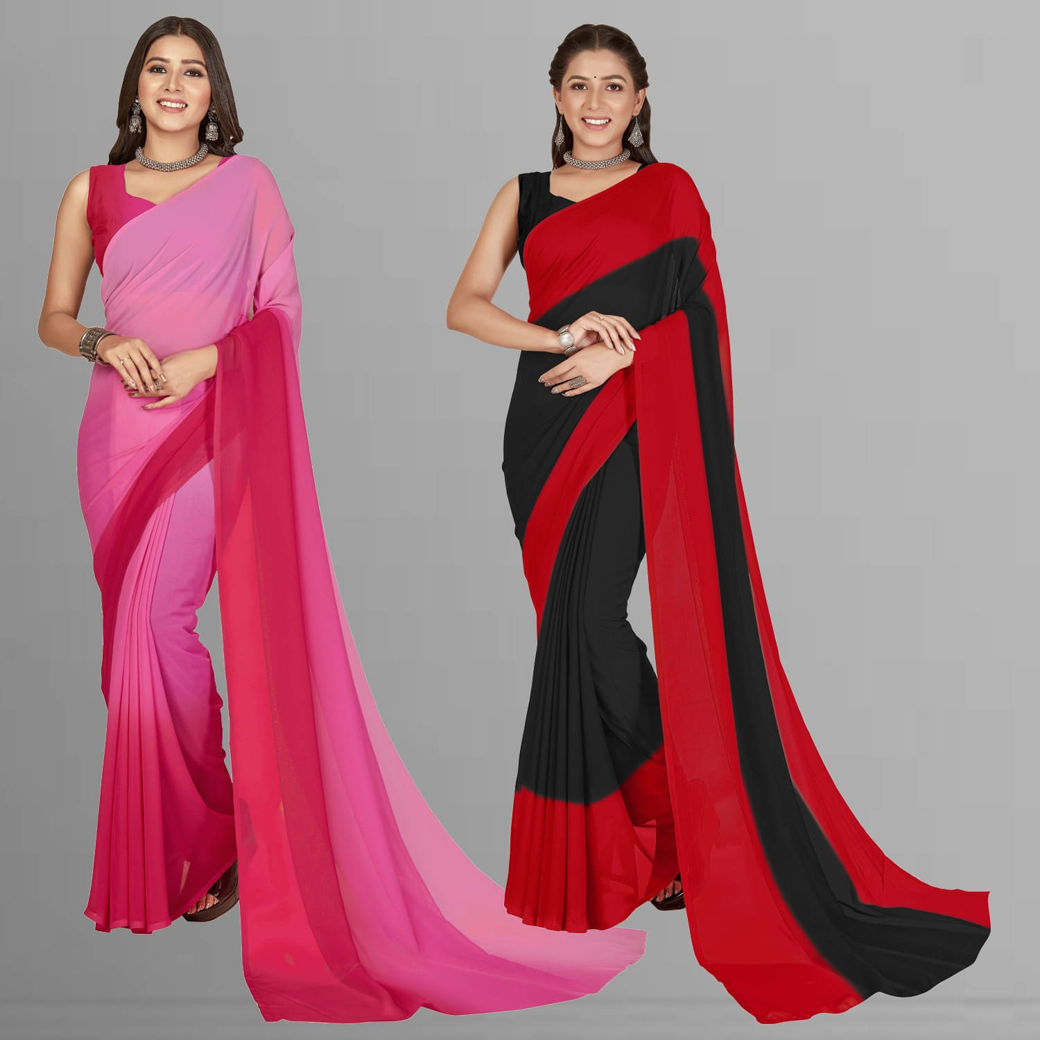 ANAND SAREES Georgette Striped Saree With Unstitched Blouse Piece ( Multicolor ) ANAND SAREES Georgette Striped Saree With Unstitched Blouse Piece ( Multicolor )