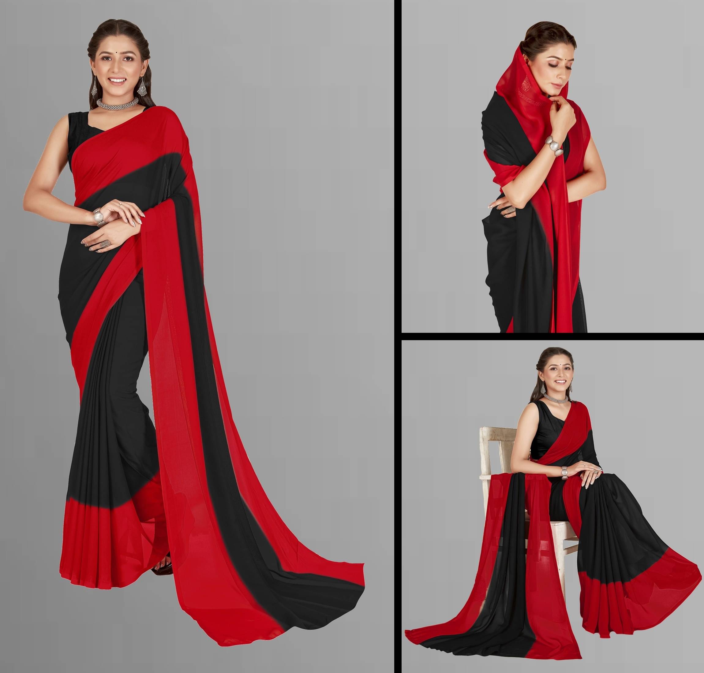     			ANAND SAREES Georgette Striped Saree With Unstitched Blouse Piece ( Multicolor )
