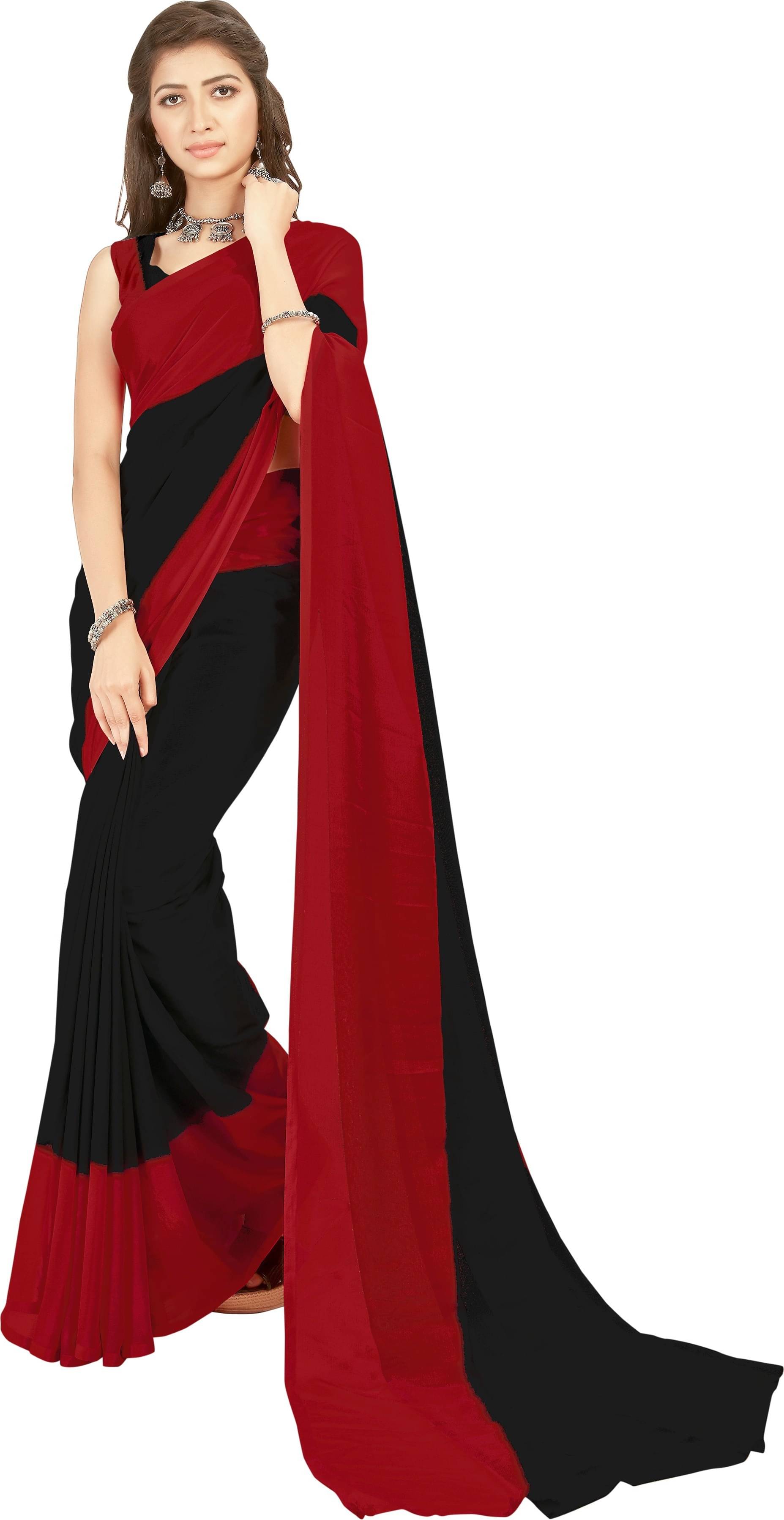     			ANAND SAREES Georgette Striped Saree With Unstitched Blouse Piece ( Multicolor )