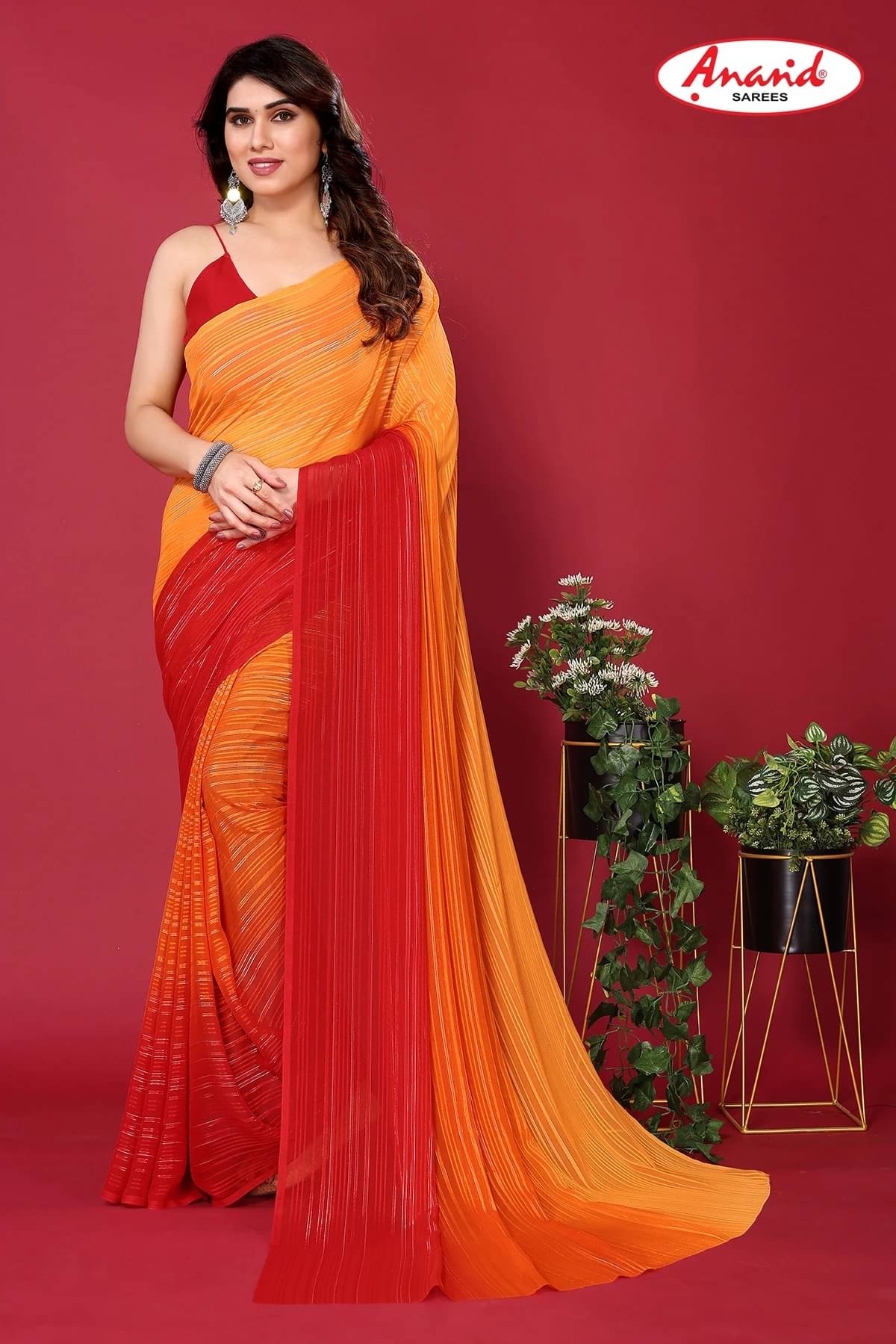     			ANAND SAREES Satin Embellished Saree With Unstitched Blouse Piece ( Multicolor )