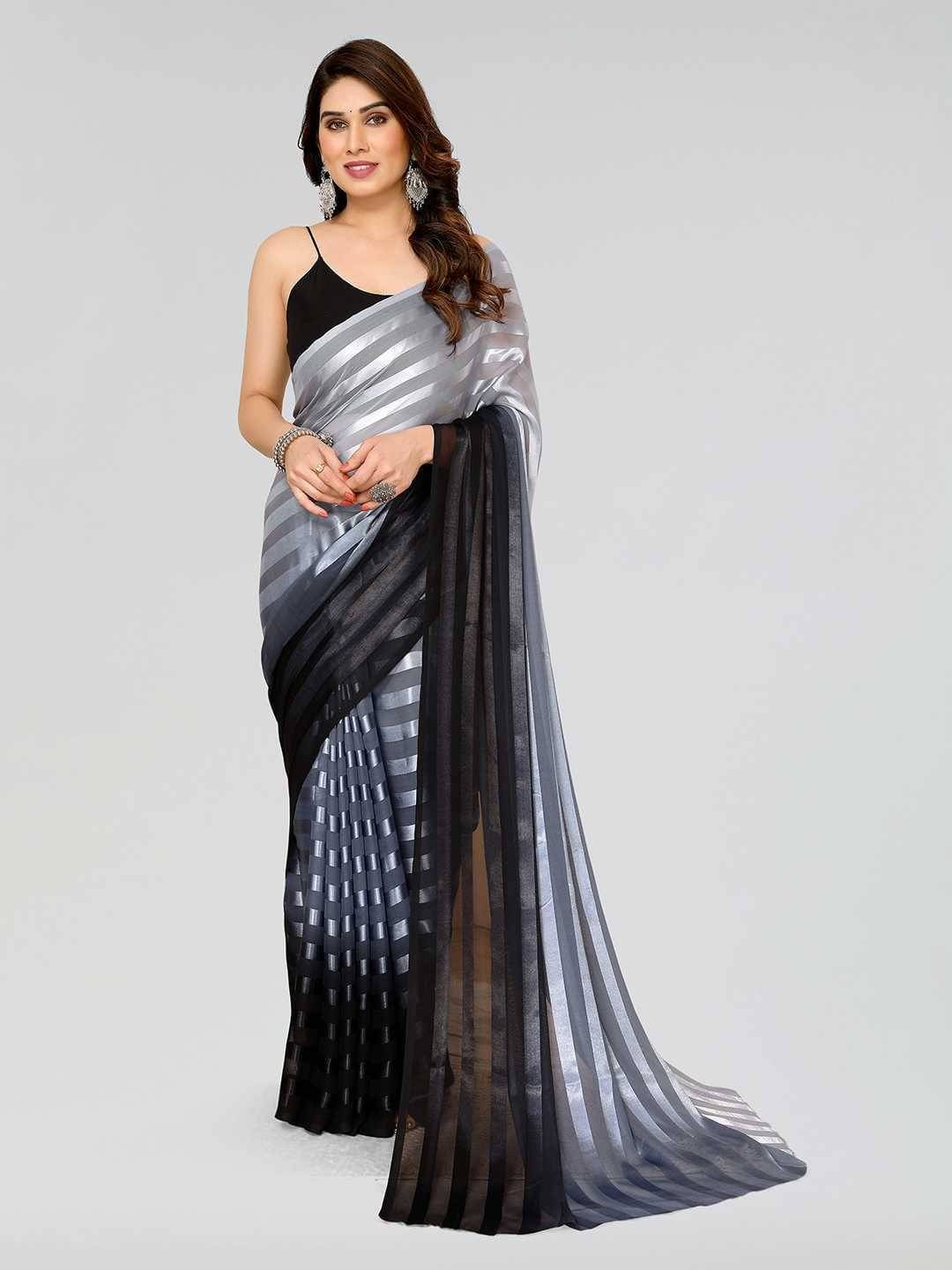 ANAND SAREES Satin Printed Saree With Unstitched Blouse Piece ( Multicolor ) ANAND SAREES Satin Printed Saree With Unstitched Blouse Piece ( Multicolor )
