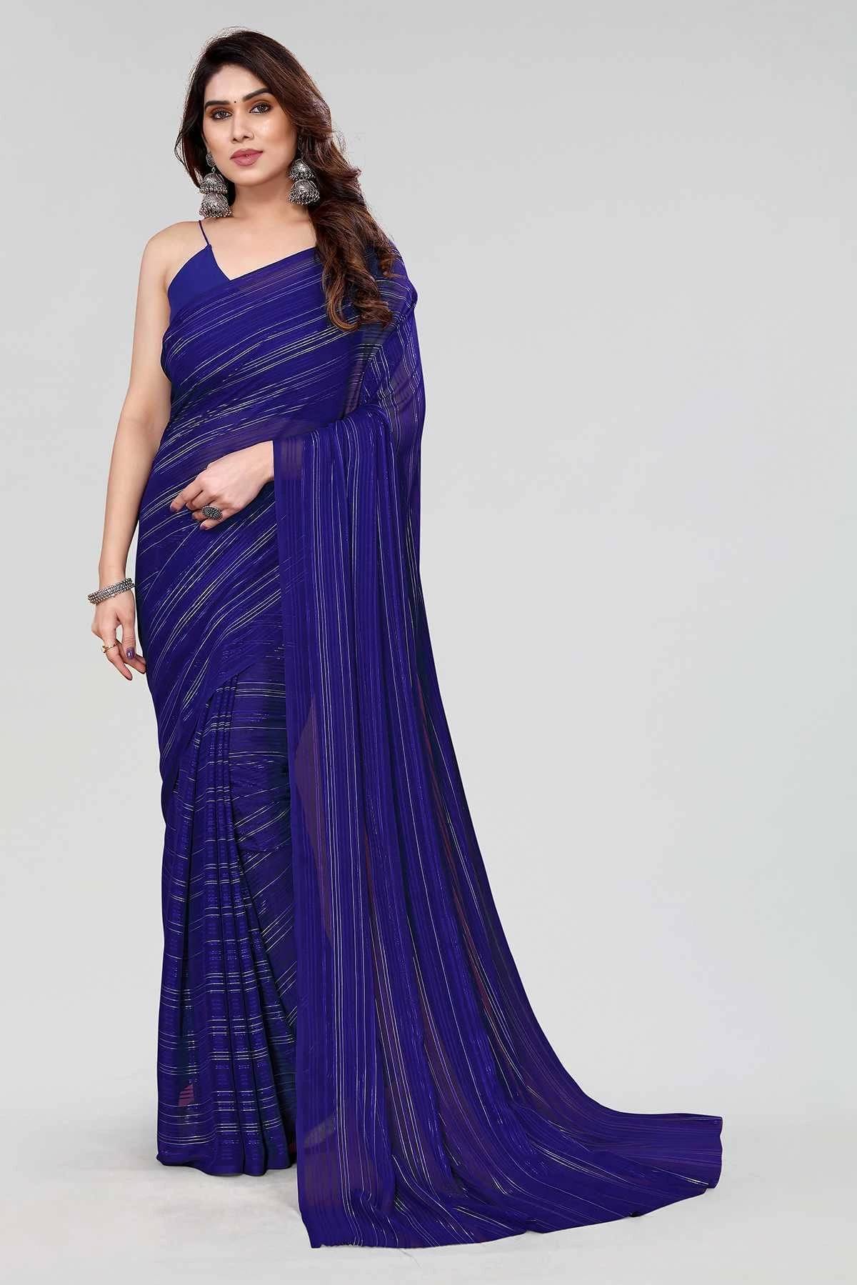     			ANAND SAREES Satin Printed Saree With Unstitched Blouse Piece ( Blue )