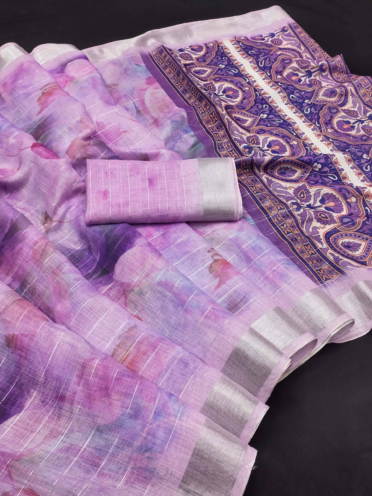 BYUPRI Chanderi Printed Leheriya Saree With Unstitched Blouse Piece ( Pink ) BYUPRI Chanderi Printed Leheriya Saree With Unstitched Blouse Piece ( Pink )