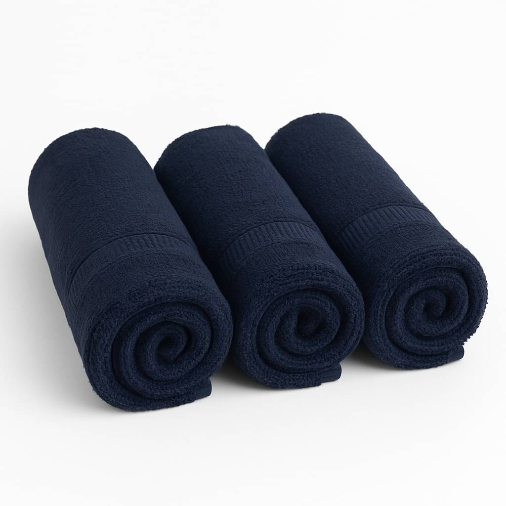     			Dollar Pack of 3 Terry 401-450 -GSM Hand Towel ( Navy )