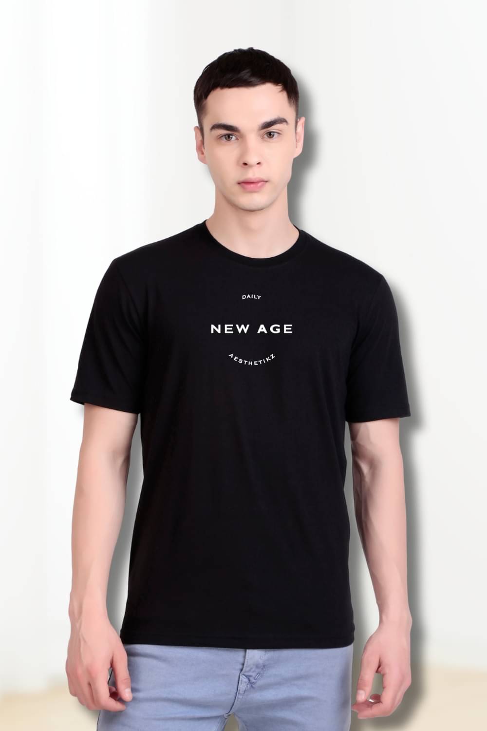     			FLYIND VOGUE OUTFIT Men Polyester Regular Fit Self Design T-Shirt ( Black )