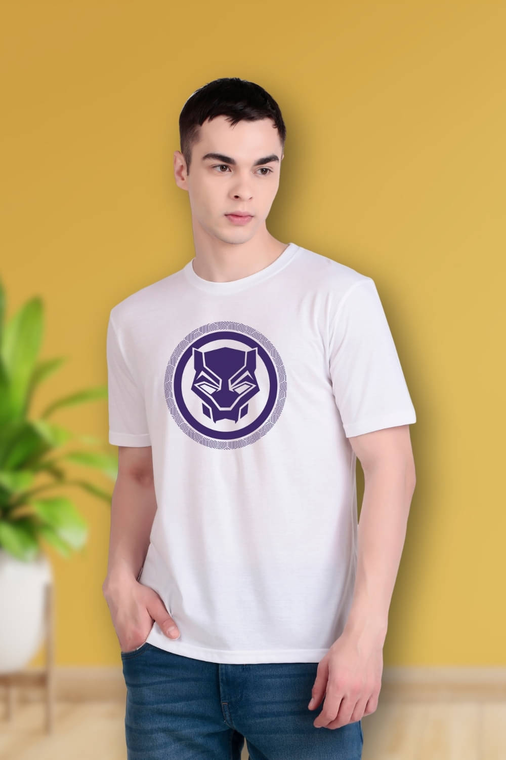FLYIND VOGUE OUTFIT Men Polyester Regular Fit Self Design T-Shirt ( White )     			FLYIND VOGUE OUTFIT Men Polyester Regular Fit Self Design T-Shirt ( White )