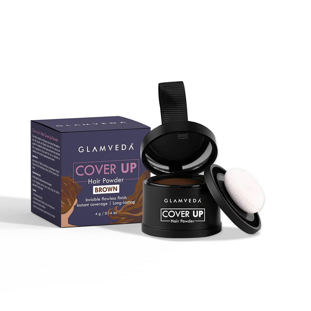 Glamveda Cover-Up Hair Powder, BrownCovers Grey Roots & Bald Spots Instantly, 4g - Makeup - Eyes | Buy online on ZillyBuy
