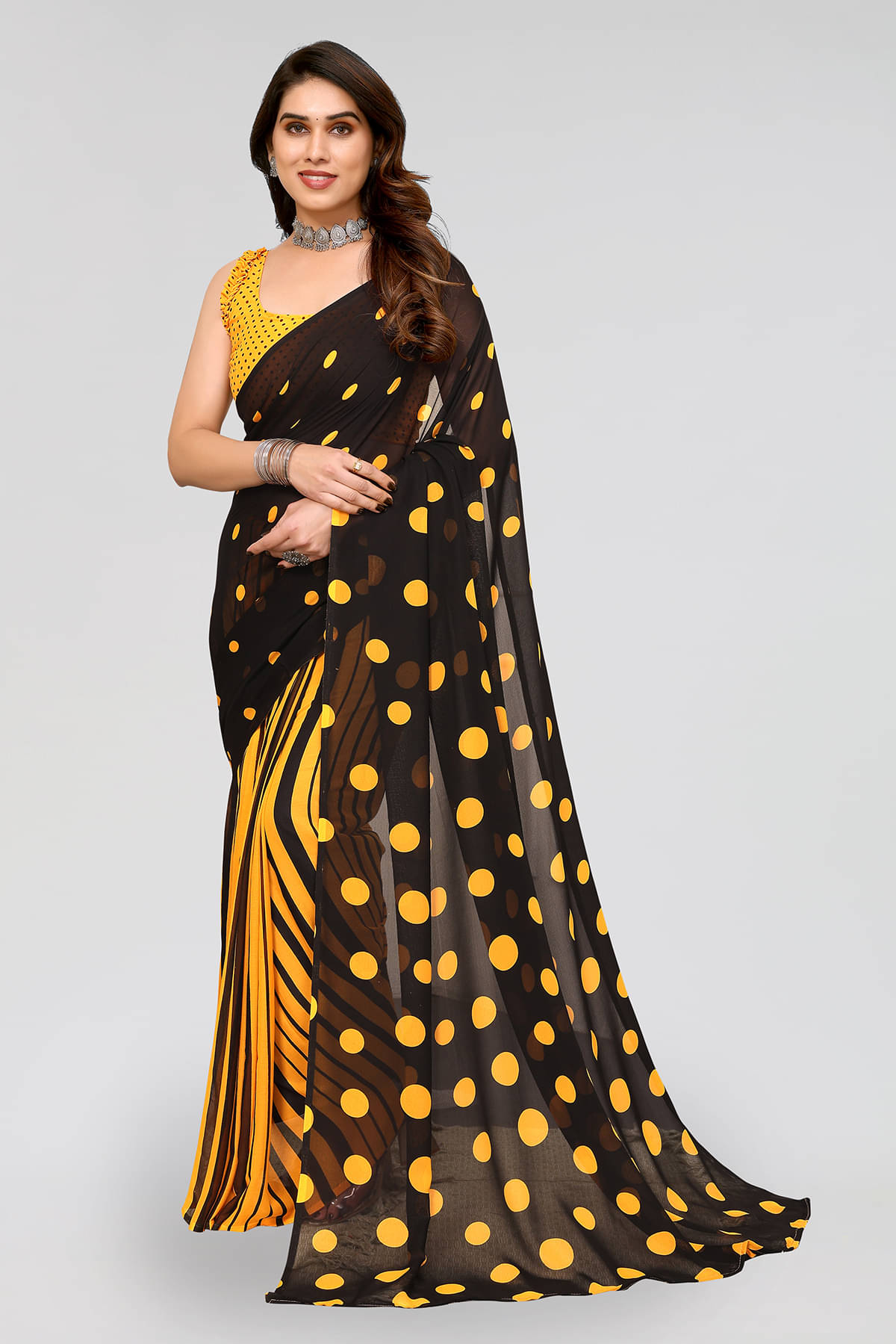 Kashvi Sarees Georgette Printed Chanderi saree With Unstitched Blouse Piece ( Yellow ) Kashvi Sarees Georgette Printed Chanderi saree With Unstitched Blouse Piece ( Yellow )