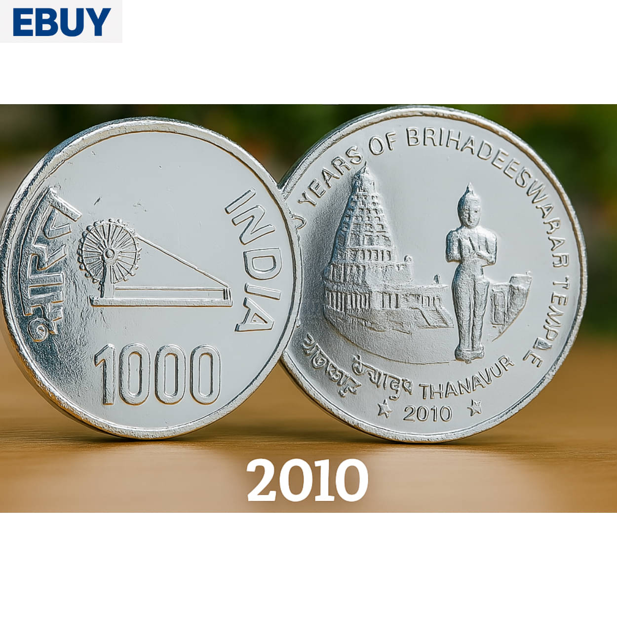 RARE 1000 RUPEES 2010, 1000 YEARS OF BRIHADEESWARAR TEMPLE, INDIA RARE SILVER-PLATED HEAVY COIN     			RARE 1000 RUPEES 2010, 1000 YEARS OF BRIHADEESWARAR TEMPLE, INDIA RARE SILVER-PLATED HEAVY COIN