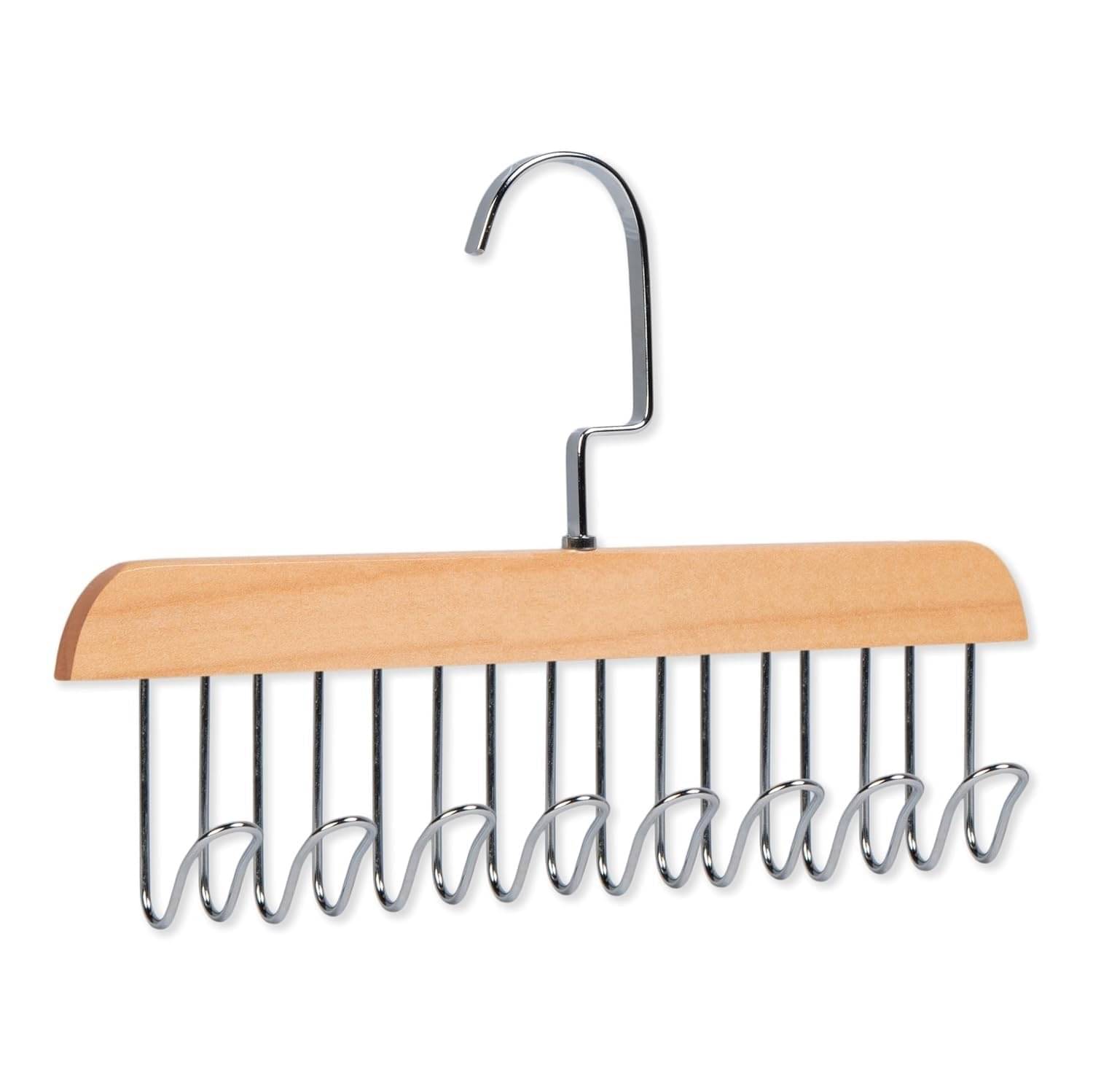     			Wooden Hanger - Multipurpose Adjustable 8 Hooks Closet Wooden Hanger for Lingerie, Belt, Scarf, Tie, Garments, Perfect Storage Holder Organizer Hangers for Wardrobe and Cupboard (28X19CM, 1)
