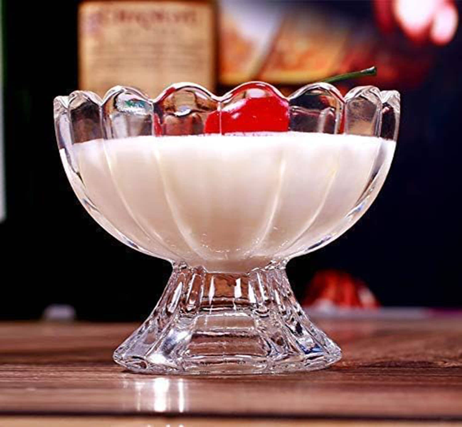 AFAST Vegetable Bowl Glass Dessert Bowl 9.5 cm ( Set of 1 ) Transparent