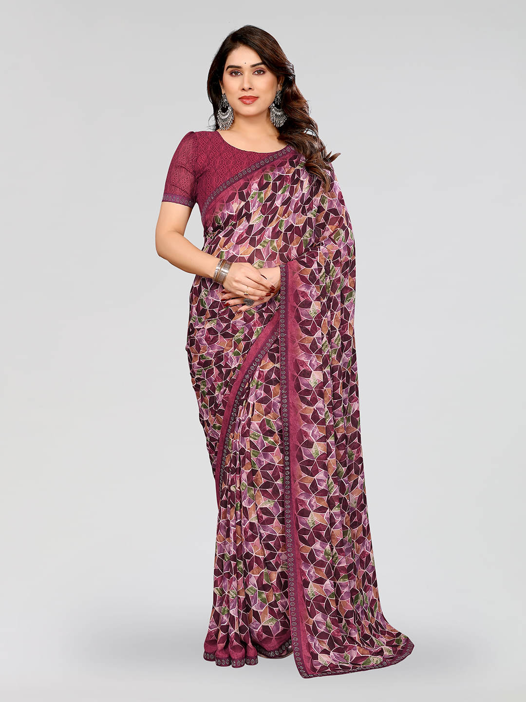 ANAND SAREES Georgette Embellished Chanderi saree With Unstitched Blouse Piece ( Pink )     			ANAND SAREES Georgette Embellished Chanderi saree With Unstitched Blouse Piece ( Pink )