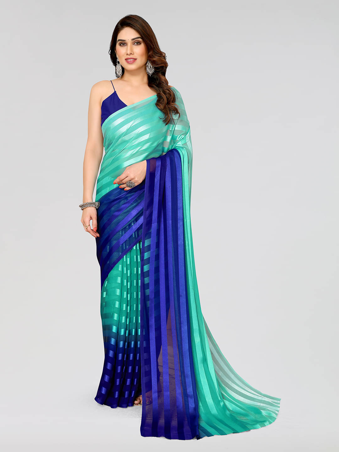 ANAND SAREES Satin Embellished Kasavu Saree With Unstitched Blouse Piece ( Turquoise ) ANAND SAREES Satin Embellished Kasavu Saree With Unstitched Blouse Piece ( Turquoise )